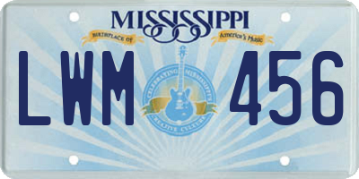 MS license plate LWM456