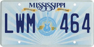 MS license plate LWM464