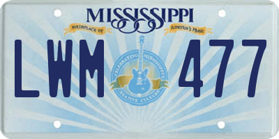 MS license plate LWM477