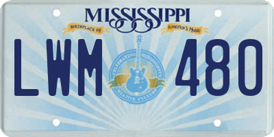 MS license plate LWM480