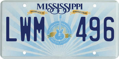 MS license plate LWM496