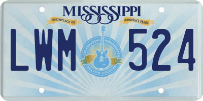 MS license plate LWM524