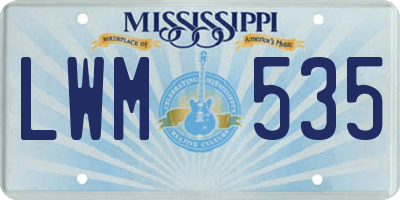 MS license plate LWM535