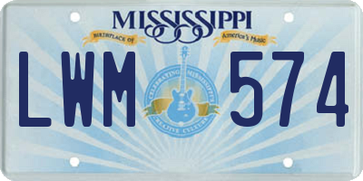 MS license plate LWM574