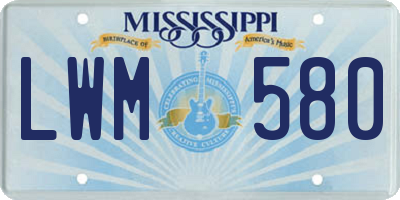 MS license plate LWM580