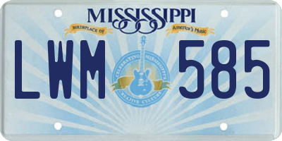 MS license plate LWM585
