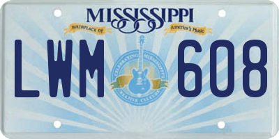 MS license plate LWM608