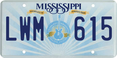 MS license plate LWM615