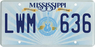 MS license plate LWM636