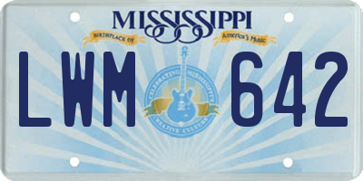 MS license plate LWM642