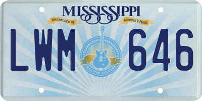 MS license plate LWM646