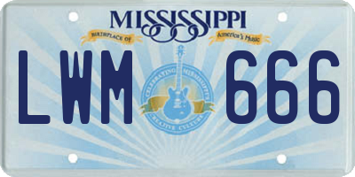 MS license plate LWM666