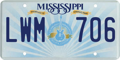 MS license plate LWM706