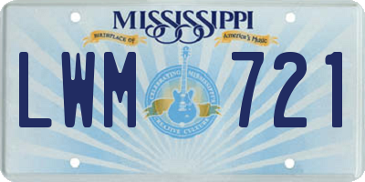 MS license plate LWM721