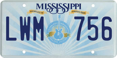 MS license plate LWM756