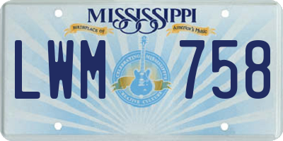 MS license plate LWM758