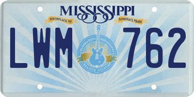 MS license plate LWM762