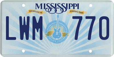 MS license plate LWM770
