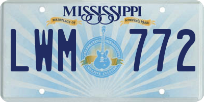 MS license plate LWM772