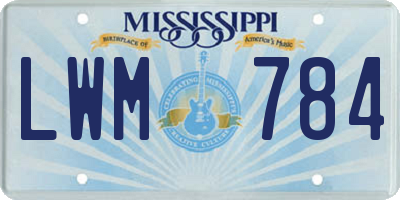 MS license plate LWM784