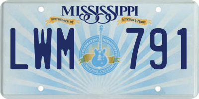 MS license plate LWM791