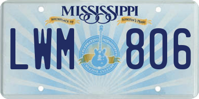 MS license plate LWM806