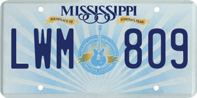 MS license plate LWM809