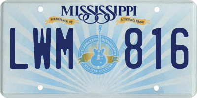 MS license plate LWM816