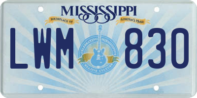 MS license plate LWM830