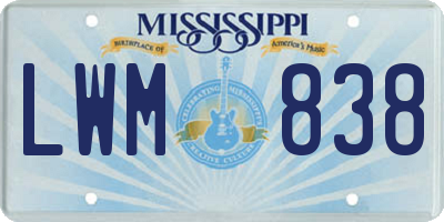 MS license plate LWM838