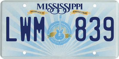 MS license plate LWM839