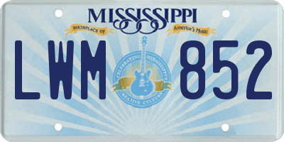 MS license plate LWM852