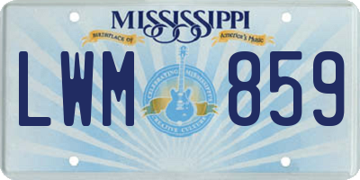 MS license plate LWM859