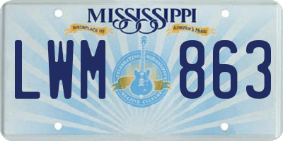 MS license plate LWM863