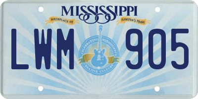 MS license plate LWM905