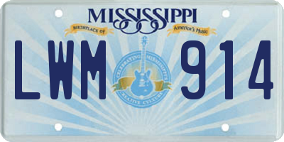 MS license plate LWM914