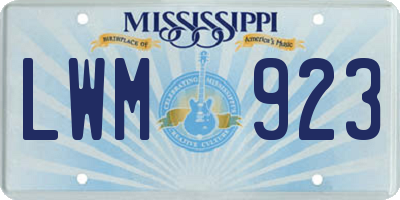 MS license plate LWM923