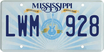 MS license plate LWM928