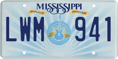 MS license plate LWM941