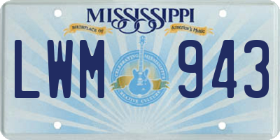 MS license plate LWM943