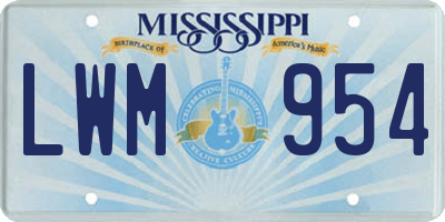 MS license plate LWM954