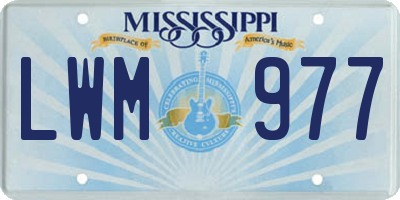 MS license plate LWM977