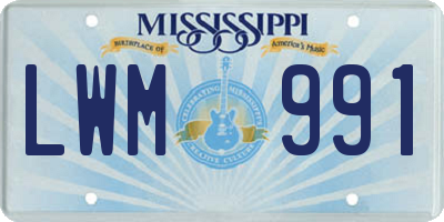 MS license plate LWM991