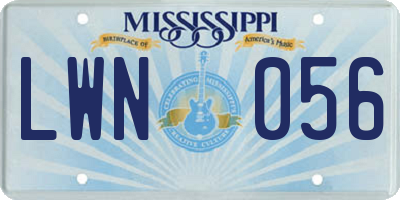 MS license plate LWN056