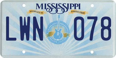 MS license plate LWN078