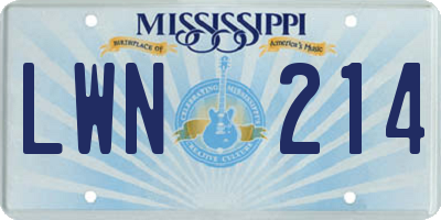 MS license plate LWN214