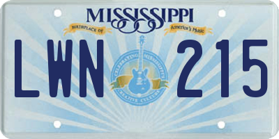 MS license plate LWN215