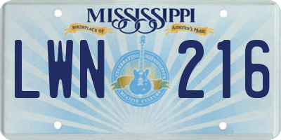 MS license plate LWN216