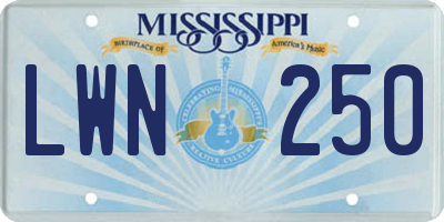 MS license plate LWN250
