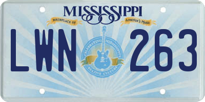 MS license plate LWN263